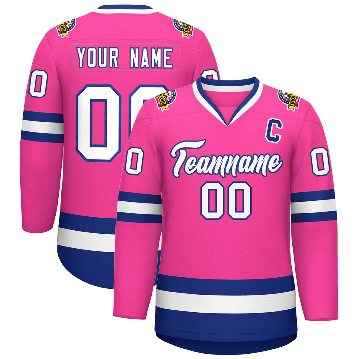 Custom Pink White-Royal Classic Style Hockey Jersey | KXKSHOP