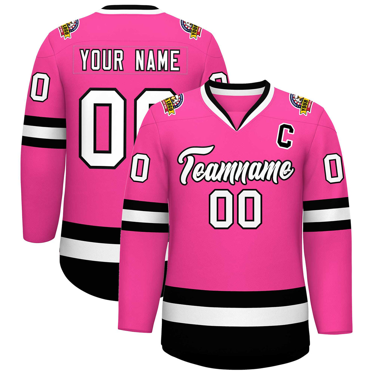 Custom Pink White-Black Classic Style Hockey Jersey | KXKSHOP