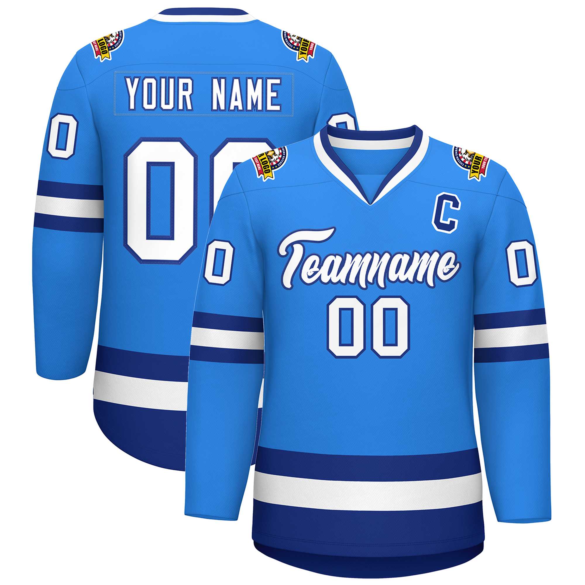Custom Powder Blue White-Royal Classic Style Hockey Jersey | KXKSHOP