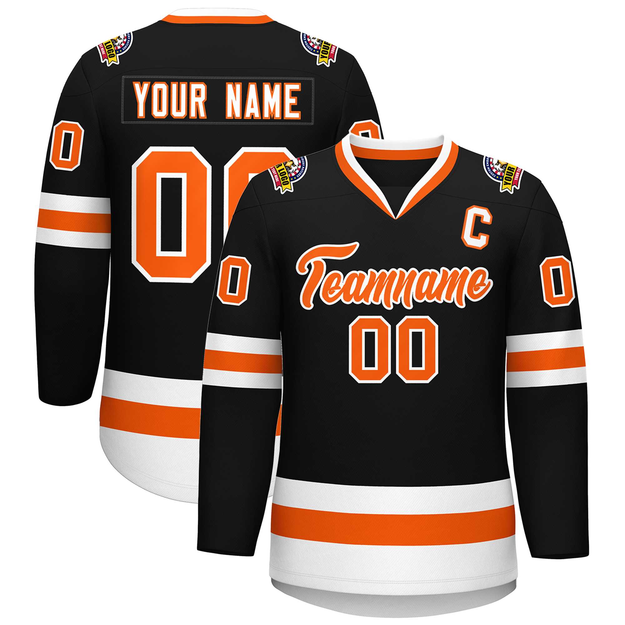 Custom Black Orange-White Classic Style Hockey Jersey | KXKSHOP