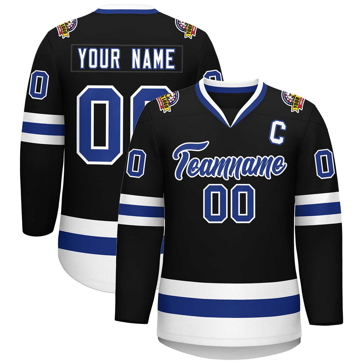 Custom Black Royal-White Classic Style Hockey Jersey | KXKSHOP