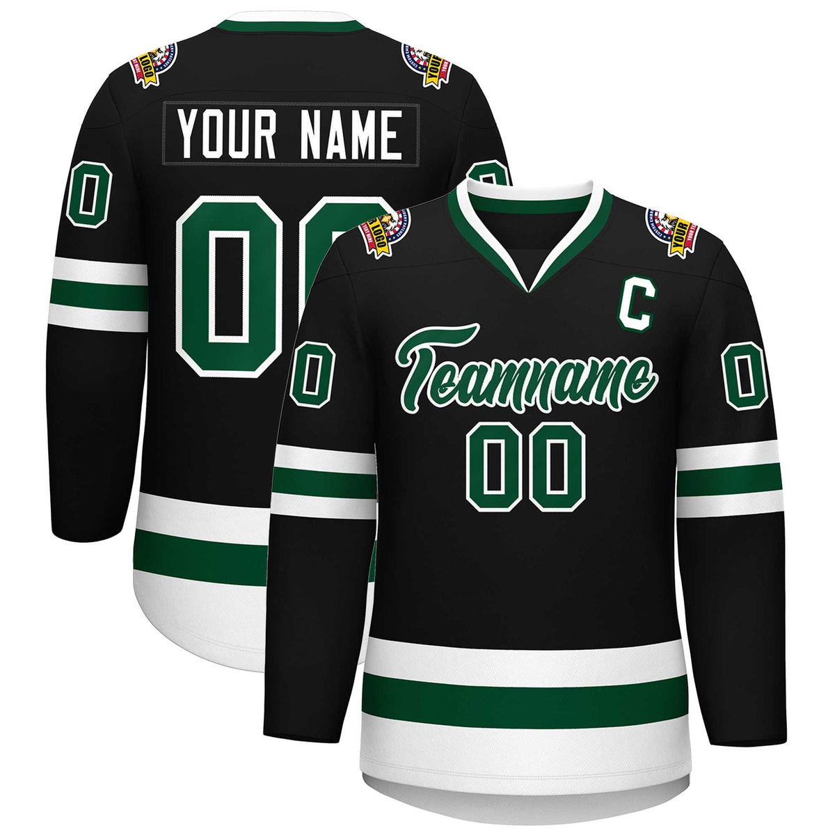 Custom Black Green-White Classic Style Hockey Jersey | KXKSHOP