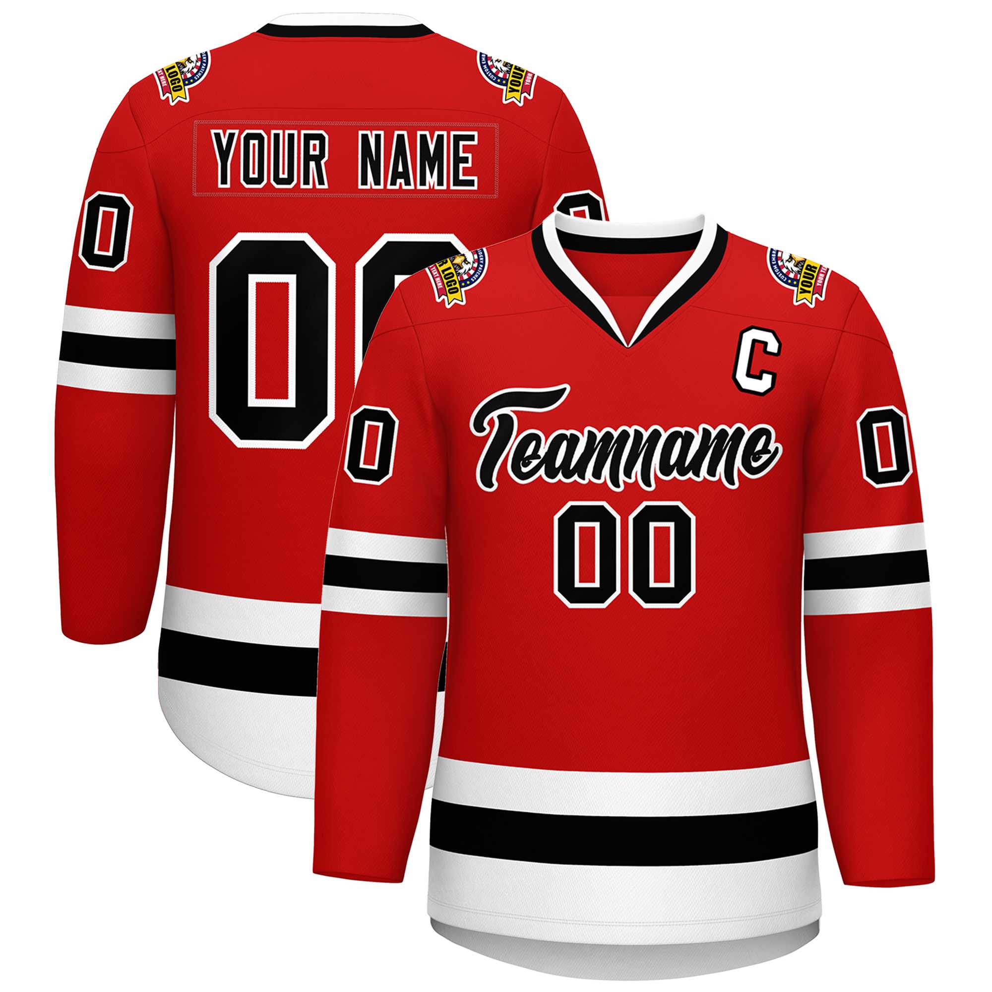 Custom Red Black-White Classic Style Hockey Jersey | KXKSHOP
