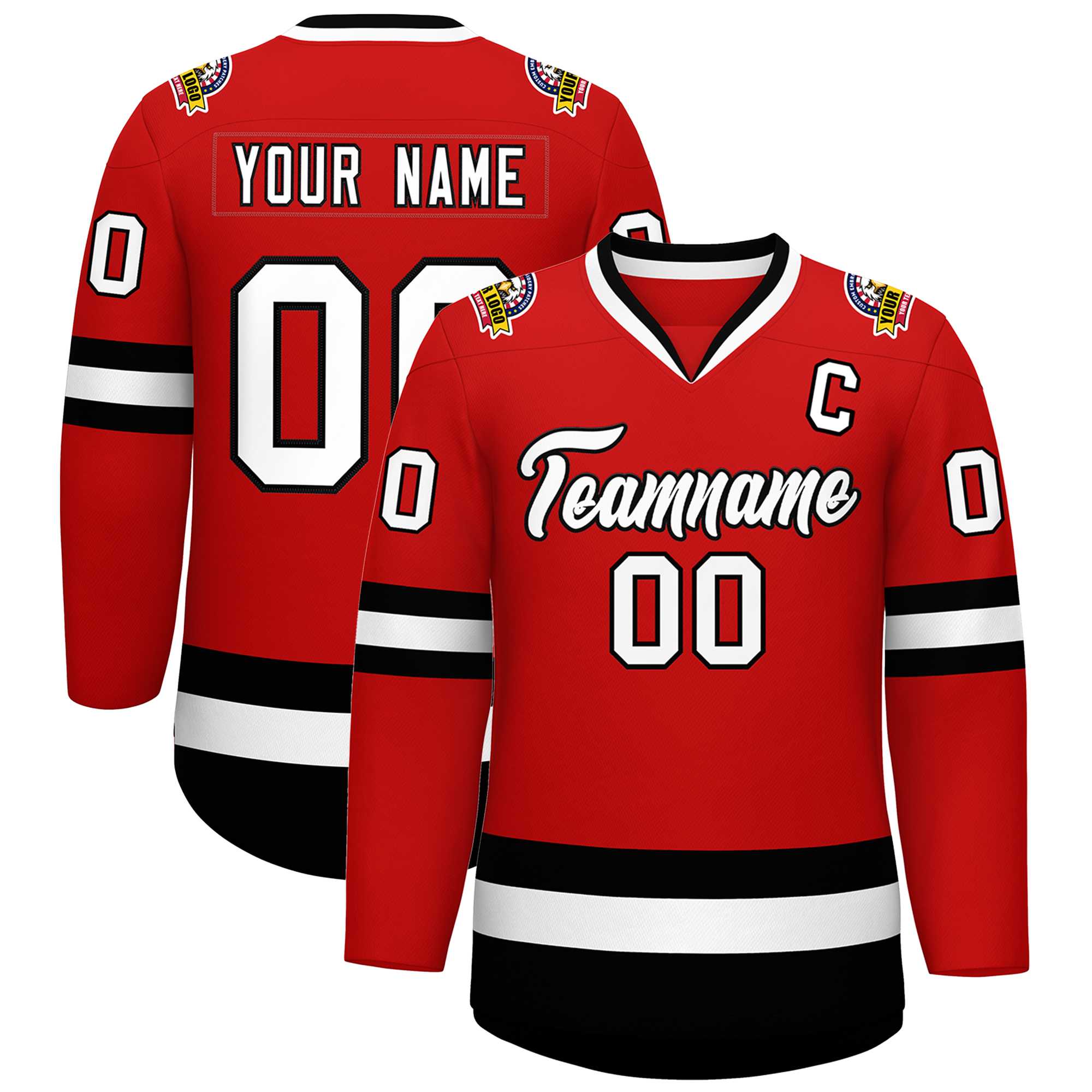 Custom Red White-Black Classic Style Hockey Jersey | KXKSHOP