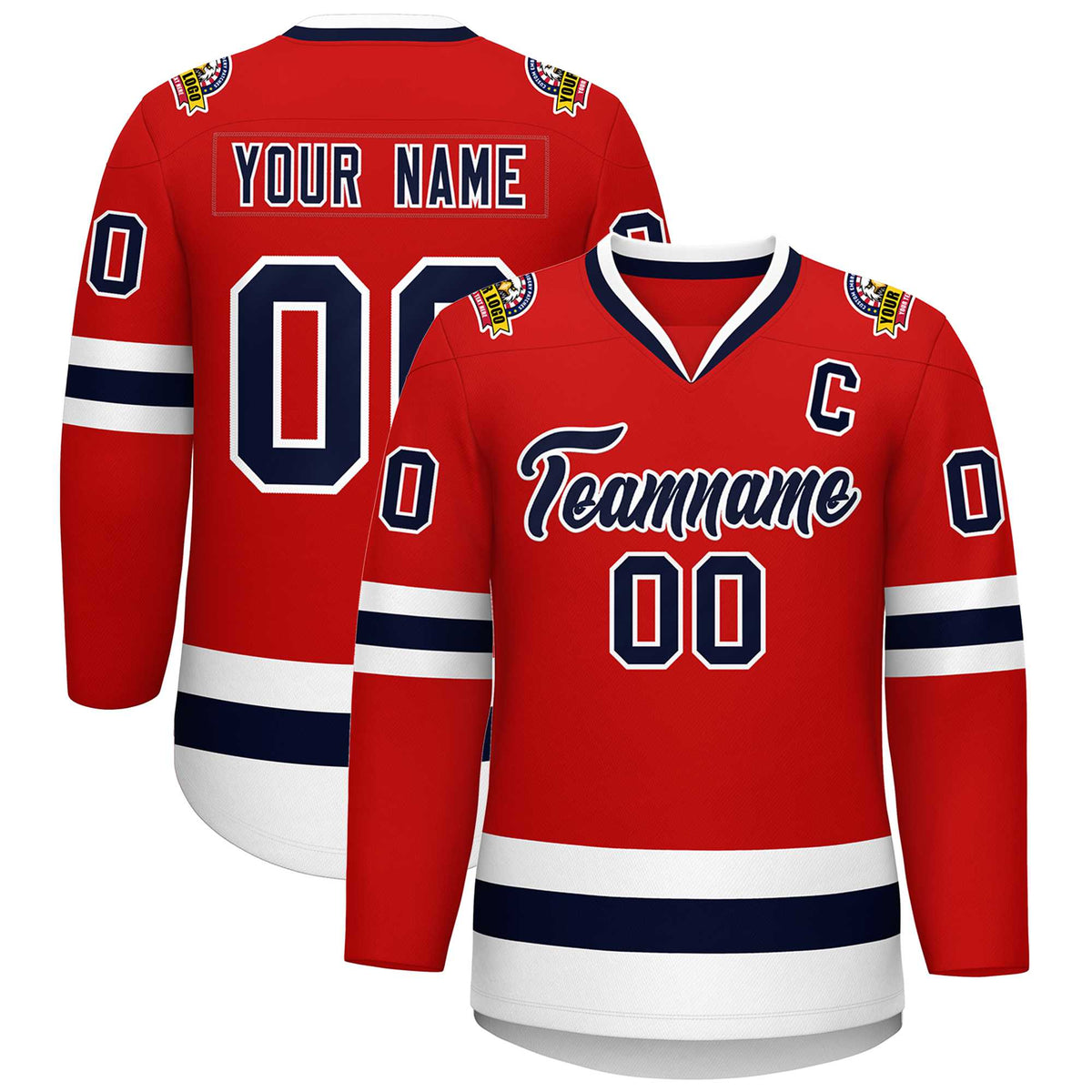 Custom Red Navy-White Classic Style Hockey Jersey | KXKSHOP
