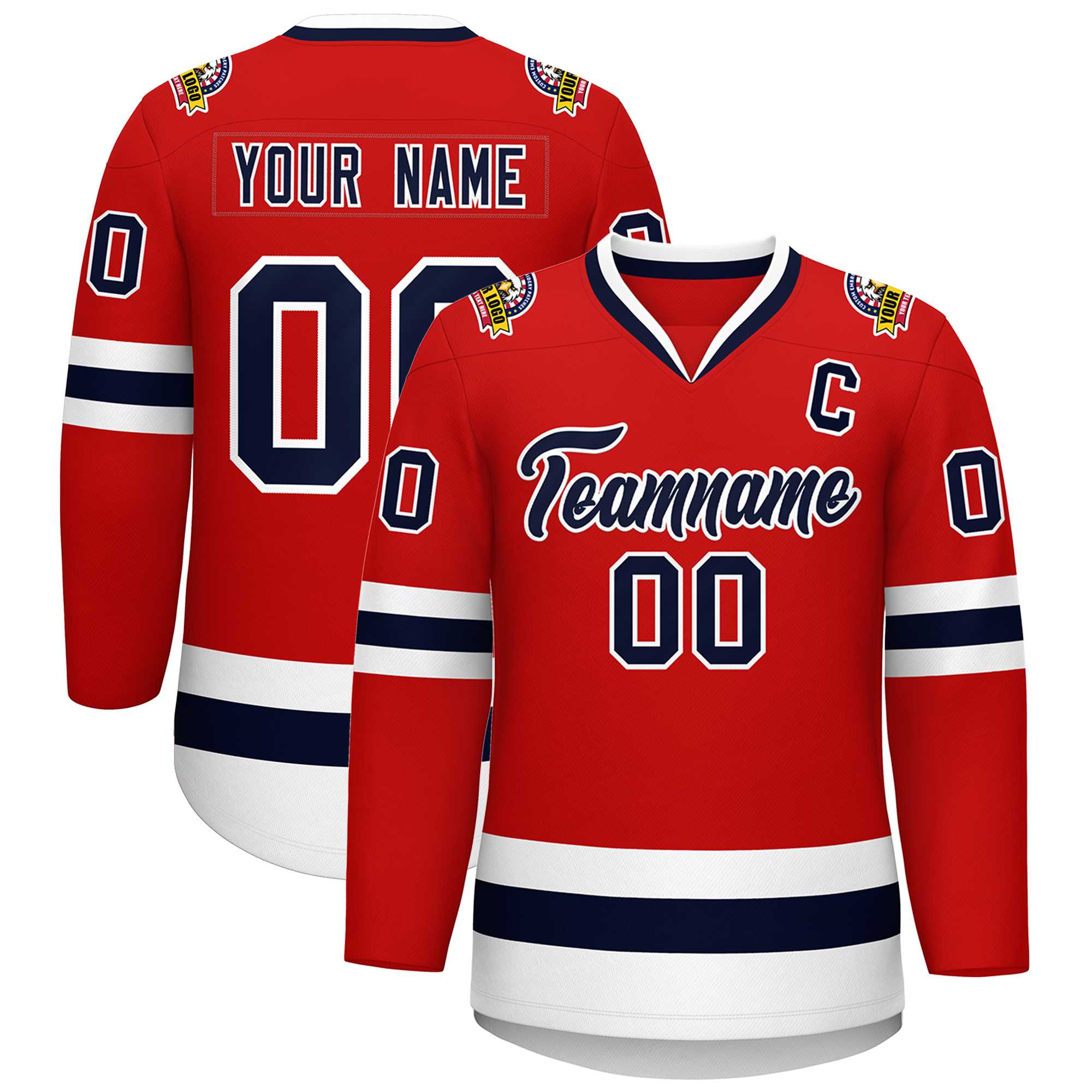 Custom Red Navy-White Classic Style Hockey Jersey | KXKSHOP