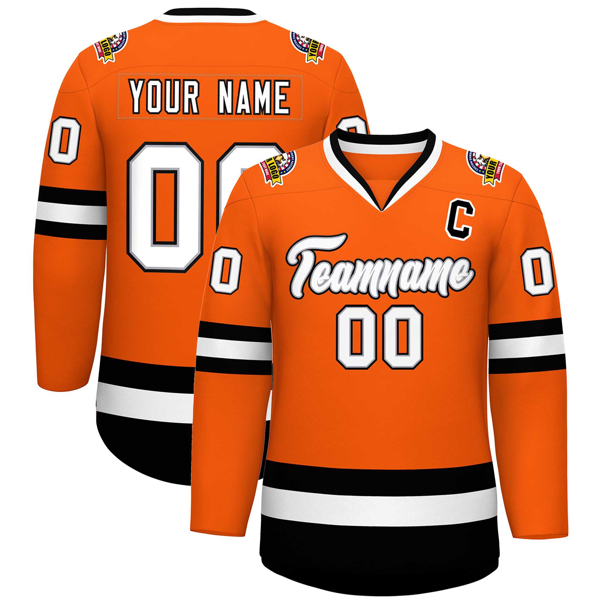 Custom Orange White Gray-Black Classic Style Hockey Jersey | KXKSHOP