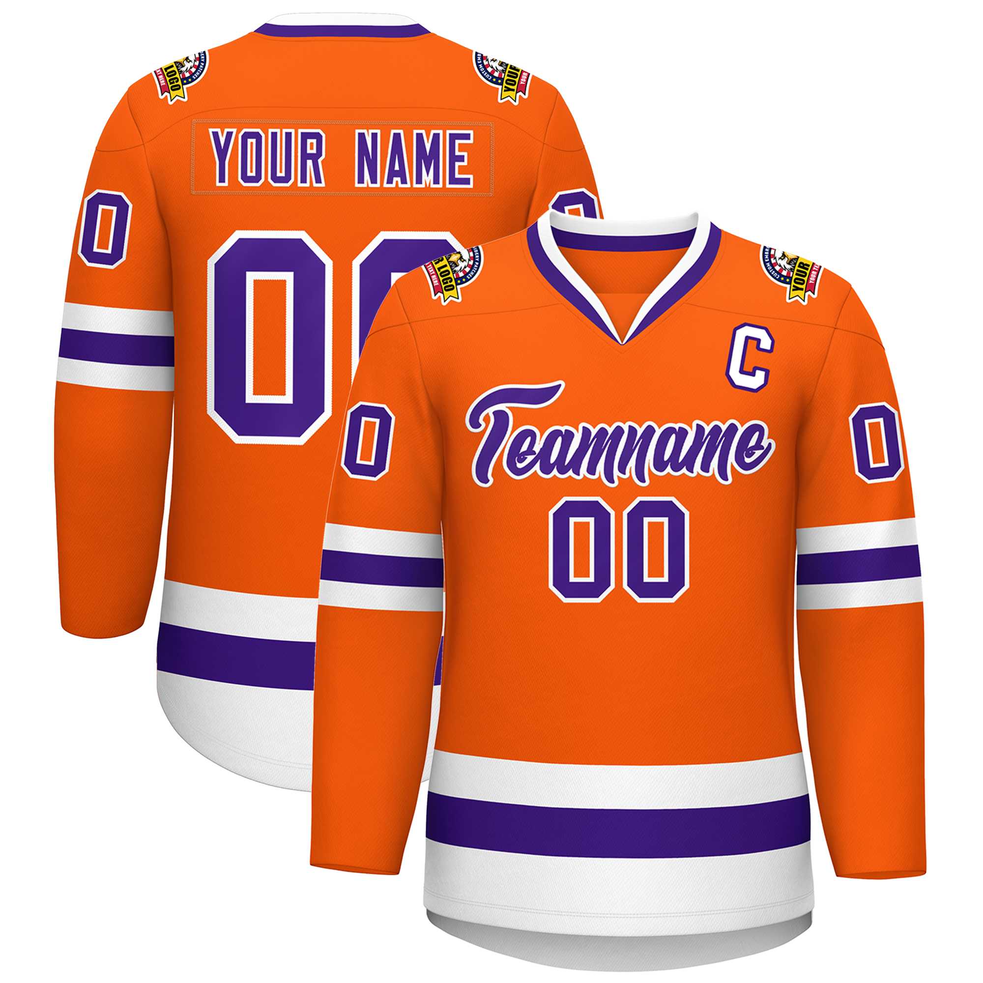 Custom Orange Purple-White Classic Style Hockey Jersey | KXKSHOP