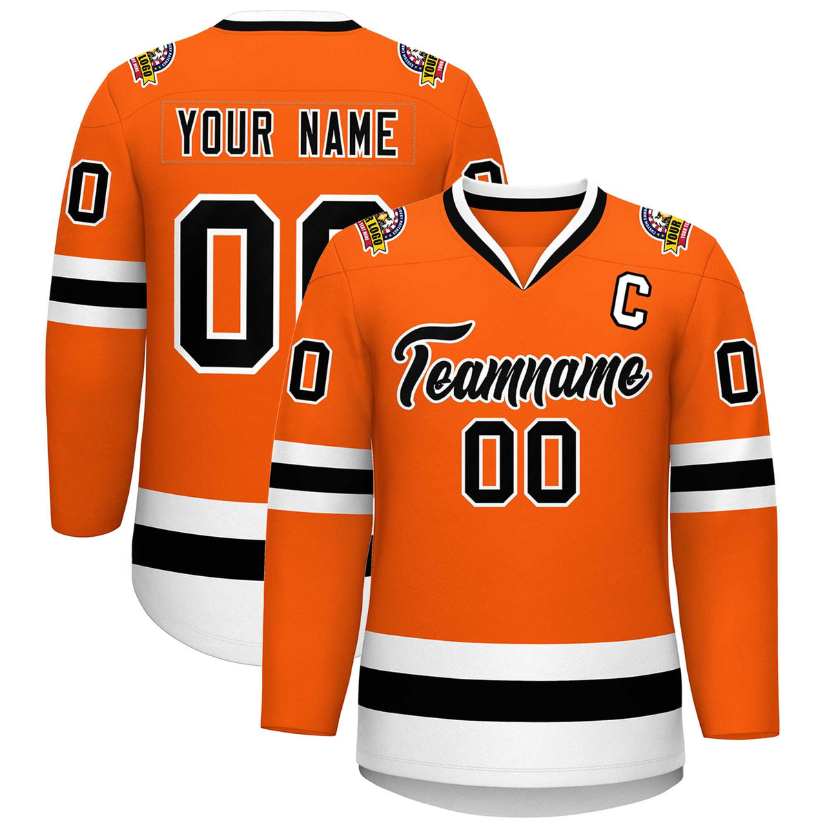 Custom Orange Black-White Classic Style Hockey Jersey | KXKSHOP