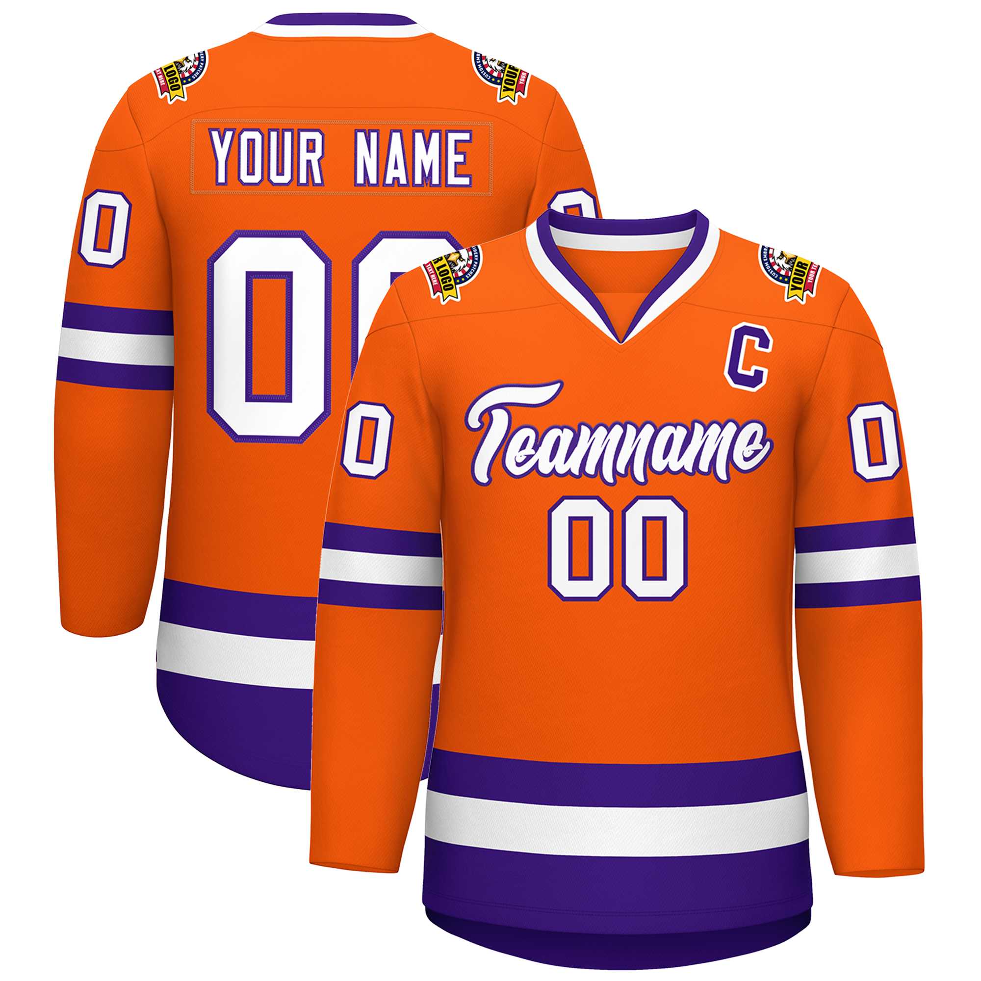 Custom Orange White-Purple Classic Style Hockey Jersey | KXKSHOP
