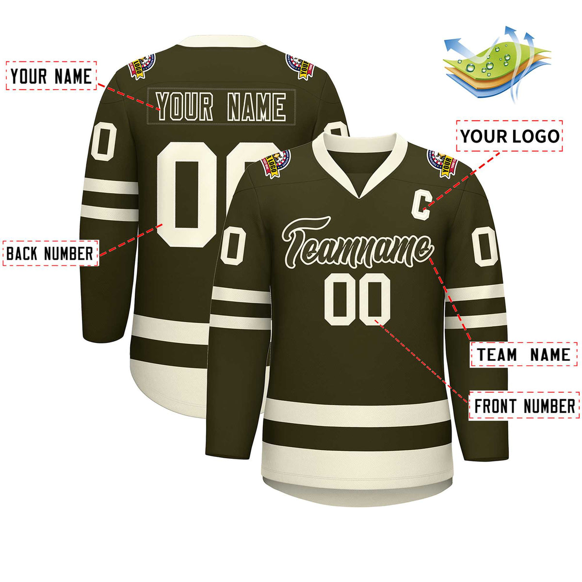 Custom Olive Olive-Khaki Classic Style Hockey Jersey | KXKSHOP