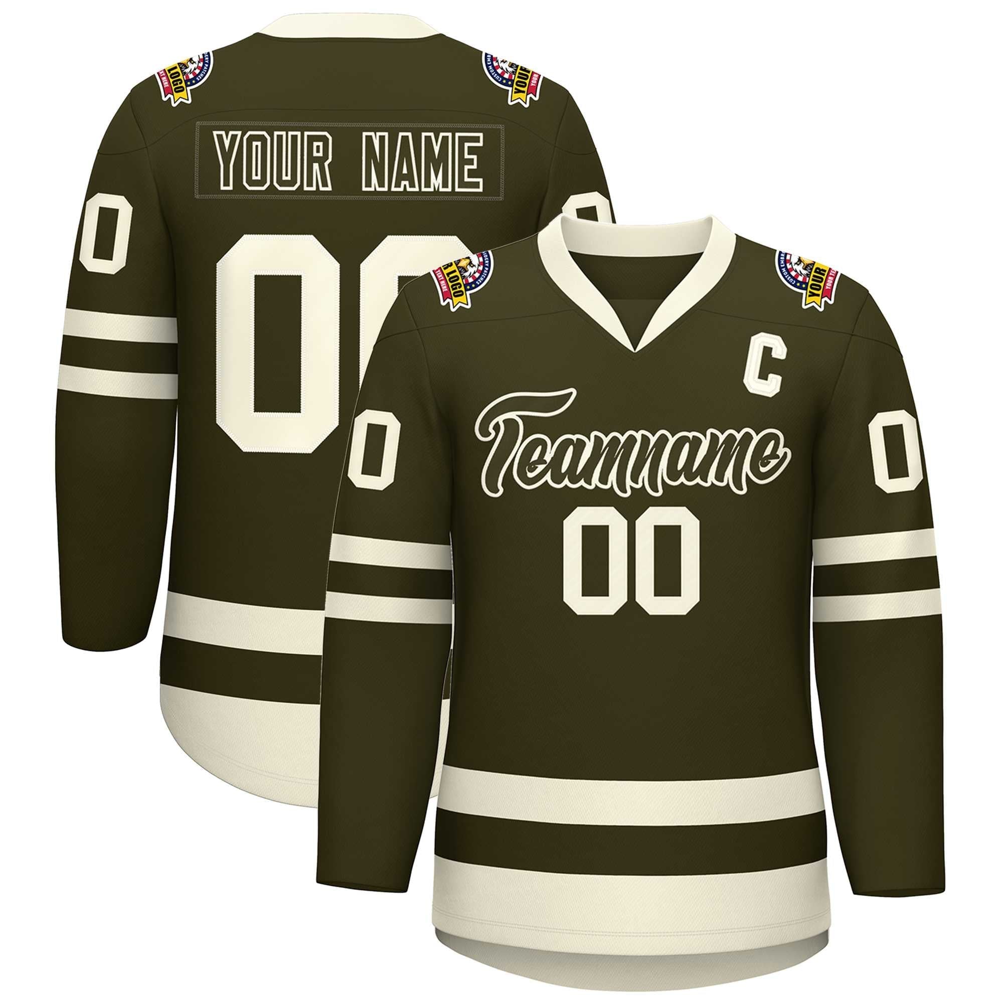 Custom Olive Olive-Khaki Classic Style Hockey Jersey | KXKSHOP