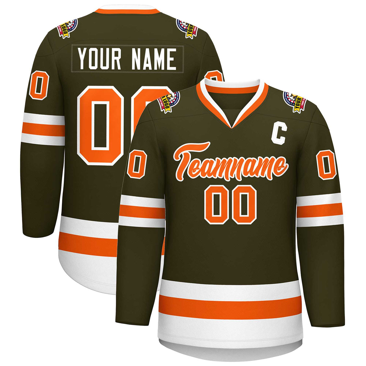 Custom Olive Orange-White Classic Style Hockey Jersey | KXKSHOP
