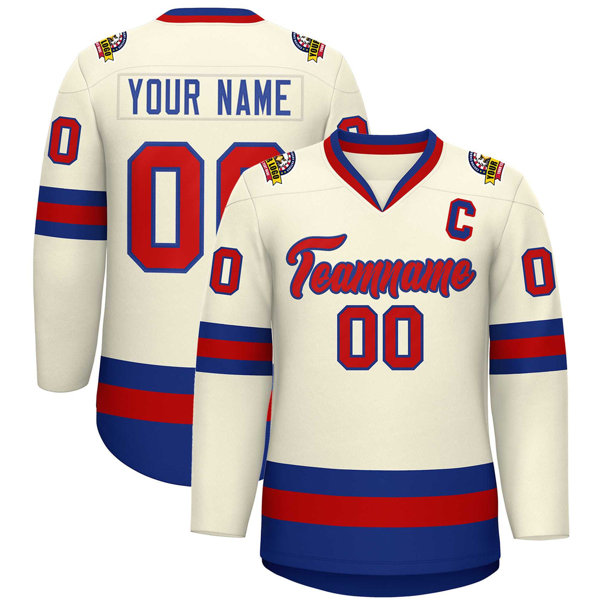 Custom Khaki Red-Royal Classic Style Hockey Jersey | KXKSHOP