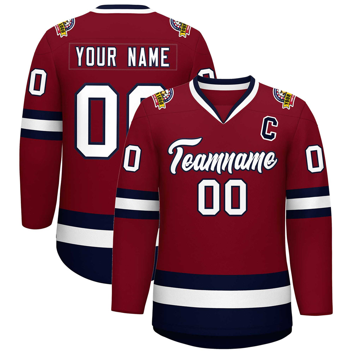 Custom Crimson White-Navy Classic Style Hockey Jersey | KXKSHOP