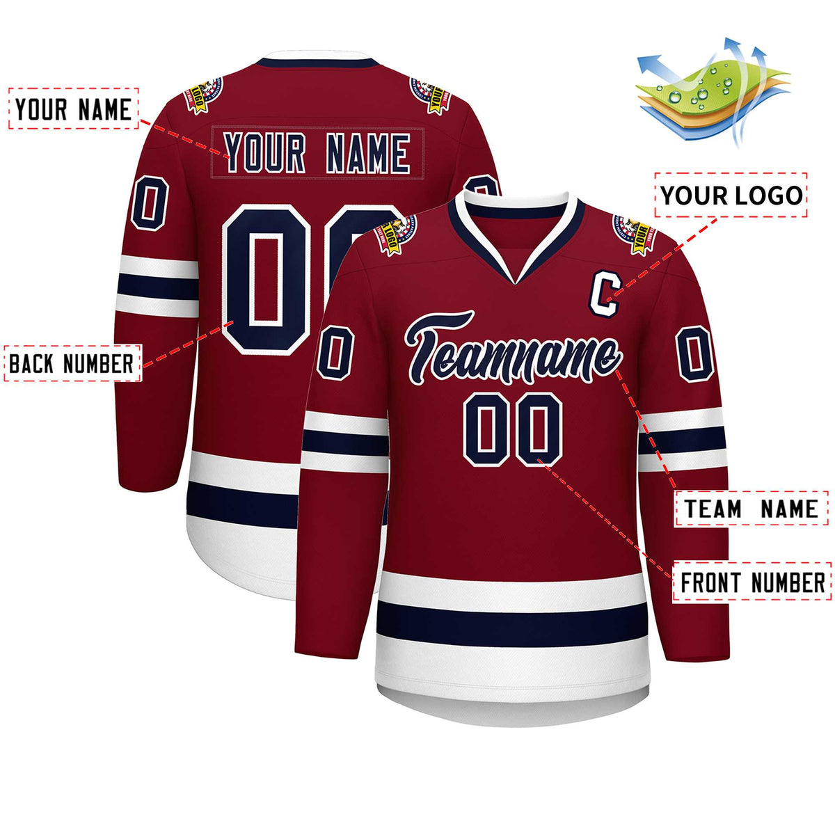 Custom Crimson Navy-White Classic Style Hockey Jersey | KXKSHOP