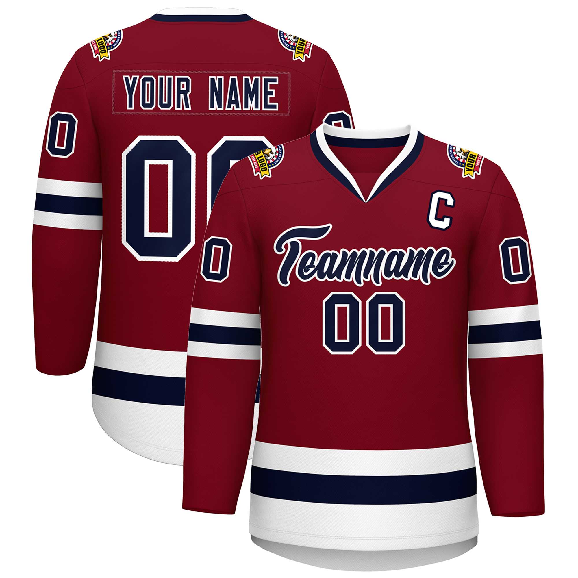 Custom Crimson Navy-White Classic Style Hockey Jersey | KXKSHOP