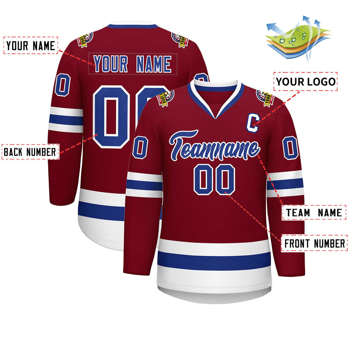 Custom Crimson Royal-White Classic Style Hockey Jersey | KXKSHOP
