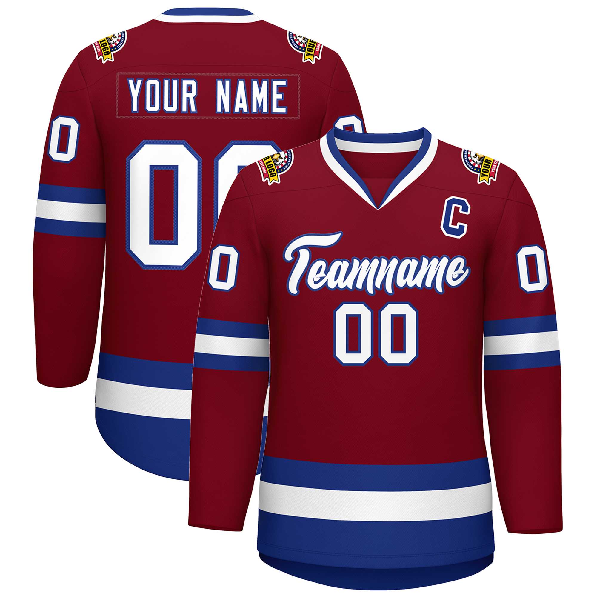 Custom Crimson White-Royal Classic Style Hockey Jersey | KXKSHOP