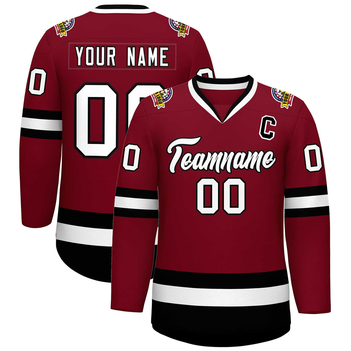 Custom Crimson White-Black Classic Style Hockey Jersey | KXKSHOP