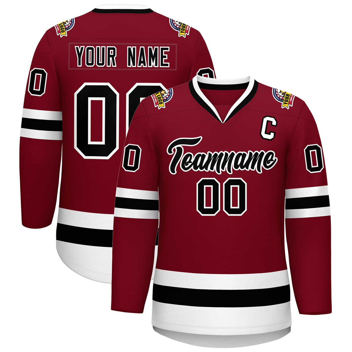 Custom Crimson Black-White Classic Style Hockey Jersey | KXKSHOP