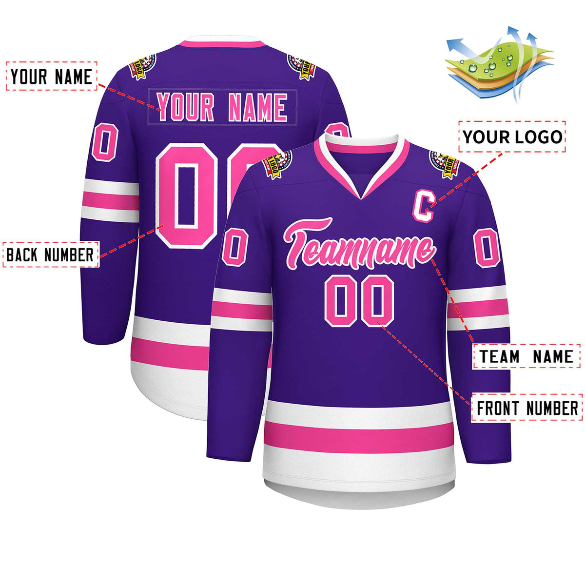 Custom Purple Pink-White Classic Style Hockey Jersey | KXKSHOP