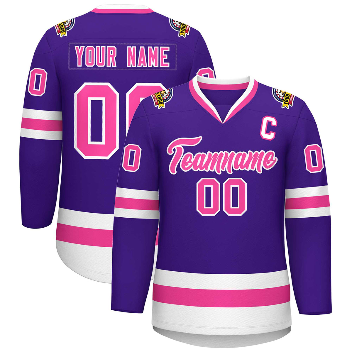 Custom Purple Pink-White Classic Style Hockey Jersey | KXKSHOP