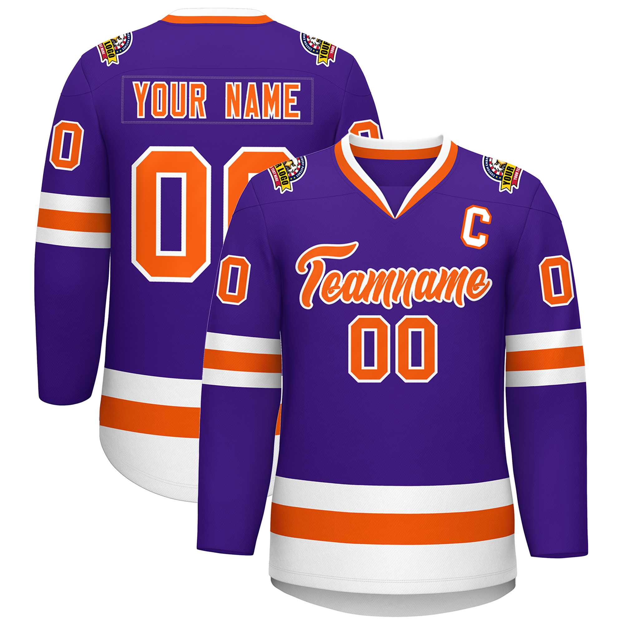 Custom Purple Orange-White Classic Style Hockey Jersey | KXKSHOP