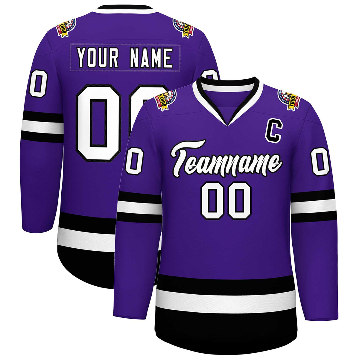 Custom Purple White-Black Classic Style Hockey Jersey | KXKSHOP