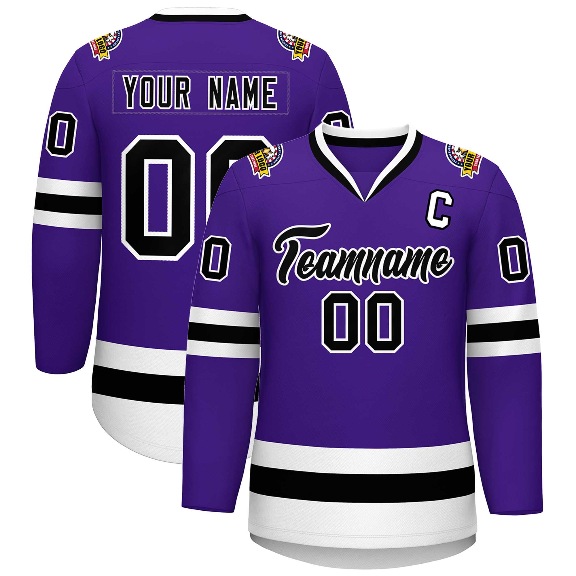 Custom Purple Black-White Classic Style Hockey Jersey | KXKSHOP