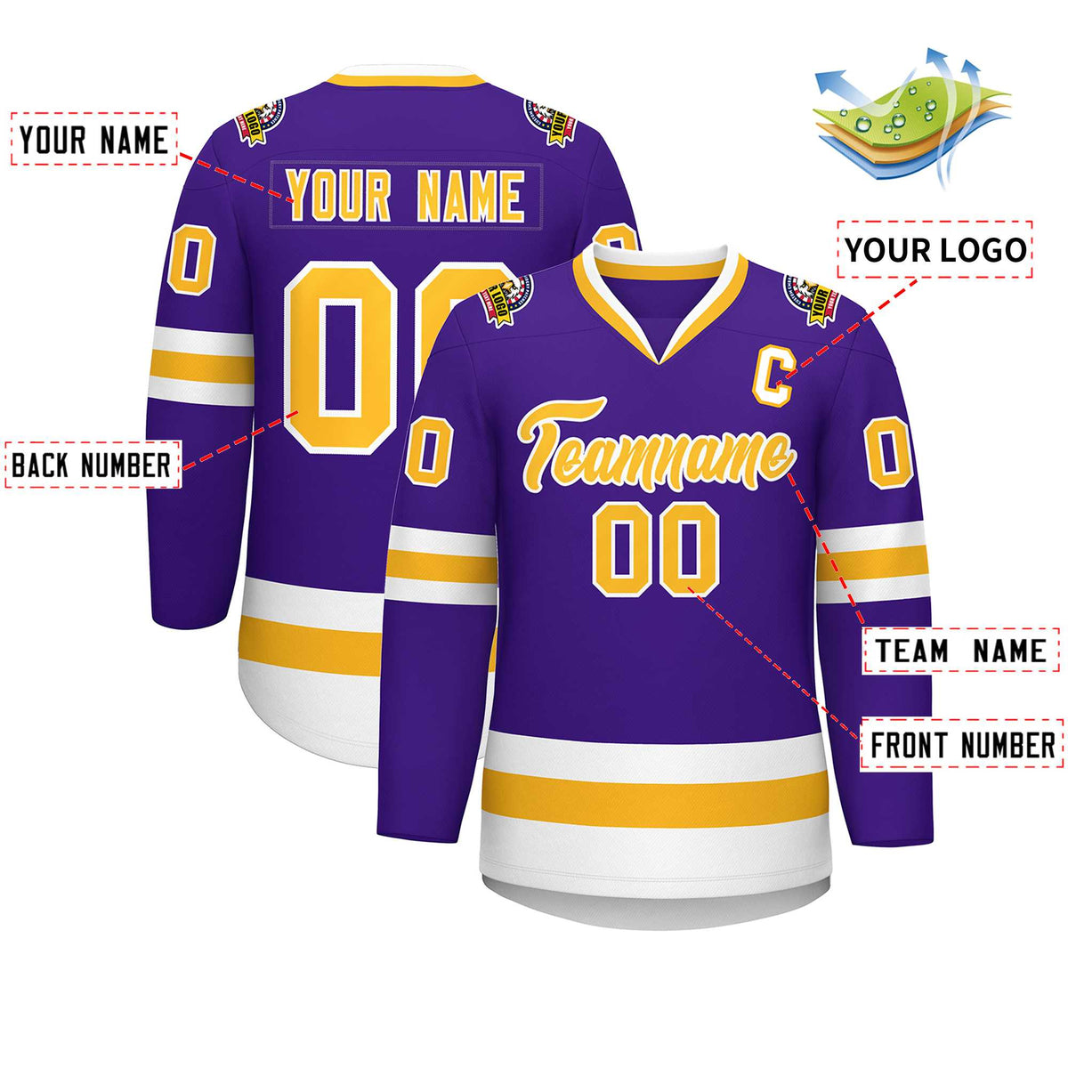 Custom Purple Gold-White Classic Style Hockey Jersey | KXKSHOP