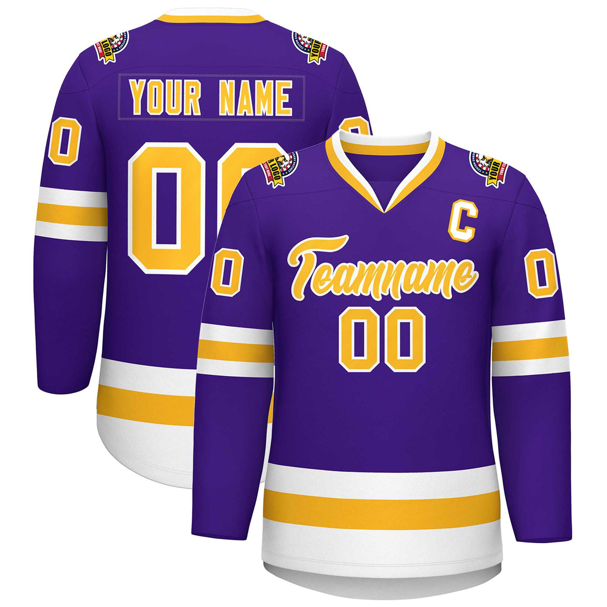 Custom Purple Gold-White Classic Style Hockey Jersey | KXKSHOP