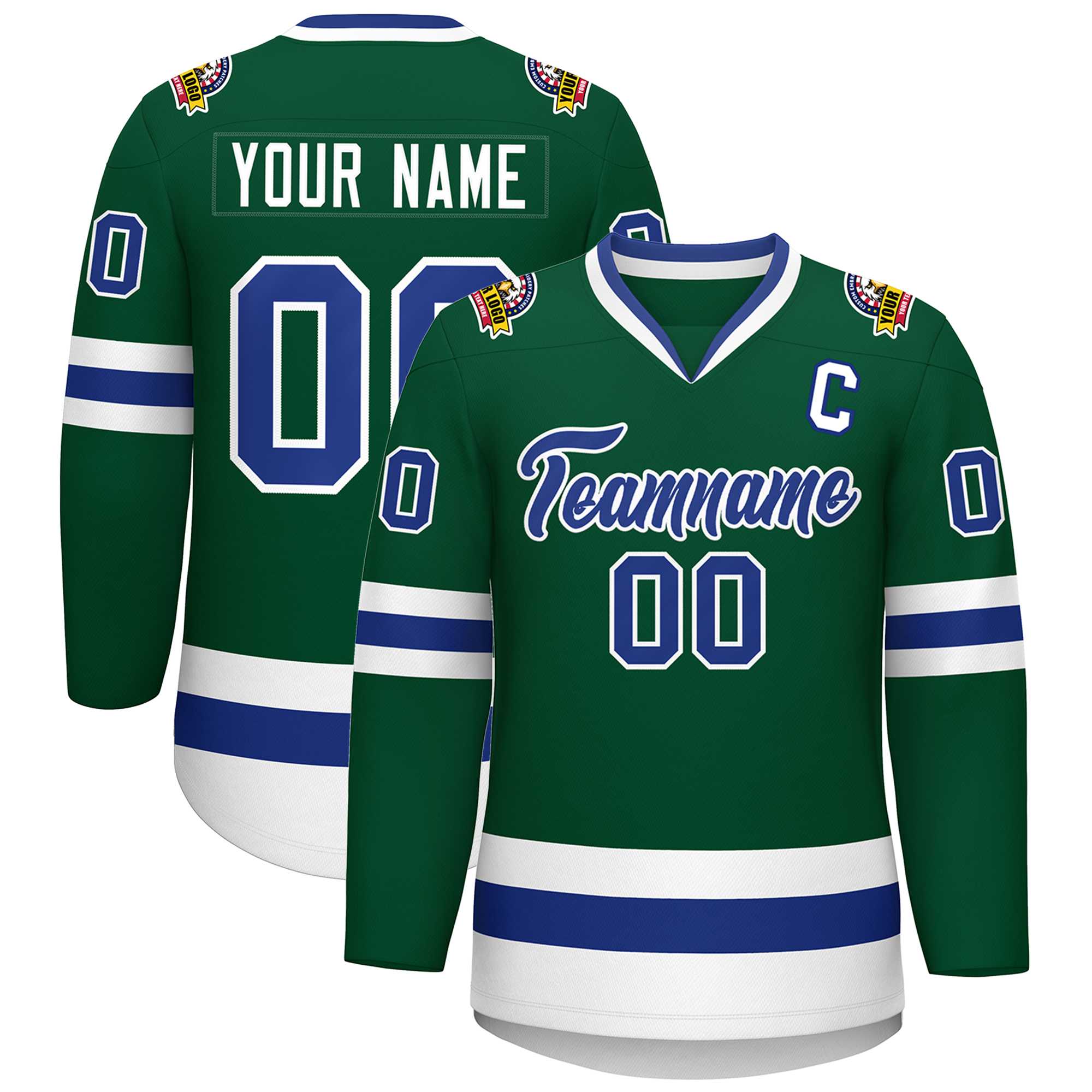 Custom Green Royal-White Classic Style Hockey Jersey | KXKSHOP