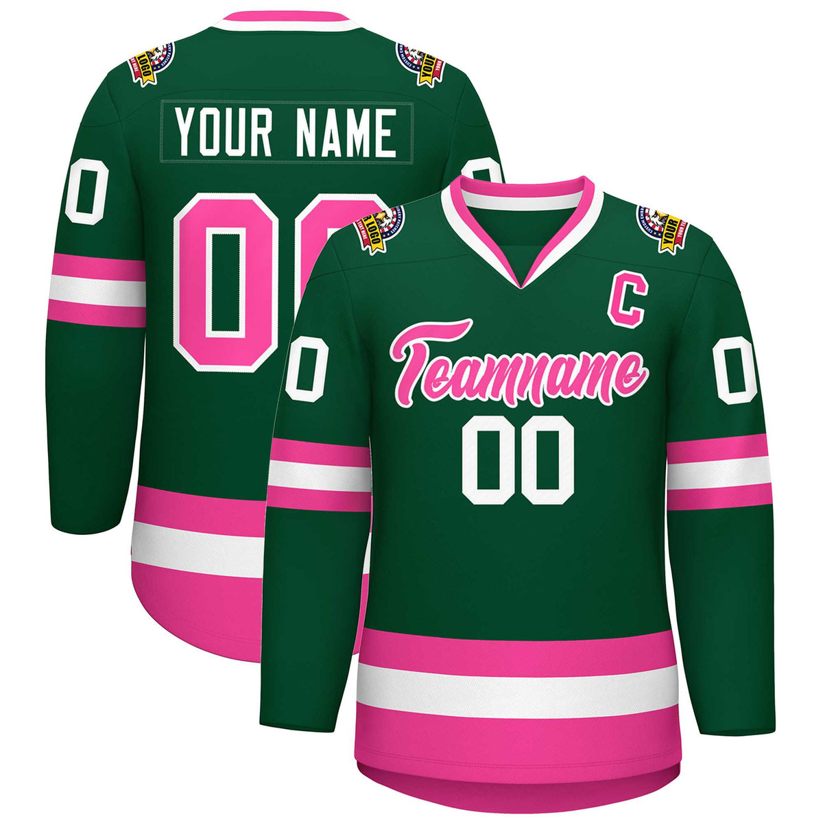 Custom Green Pink-White Classic Style Hockey Jersey | KXKSHOP