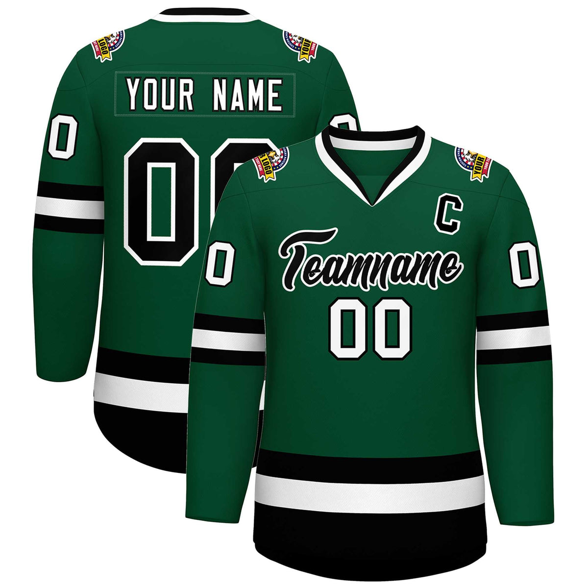 Custom Green Black-White Classic Style Hockey Jersey | KXKSHOP