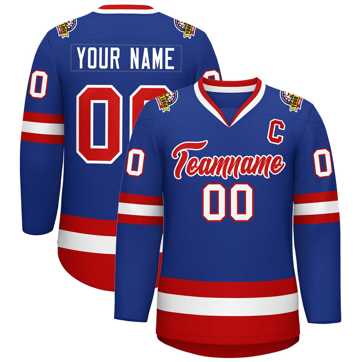 Custom Royal Red-White Classic Style Hockey Jersey | KXKSHOP