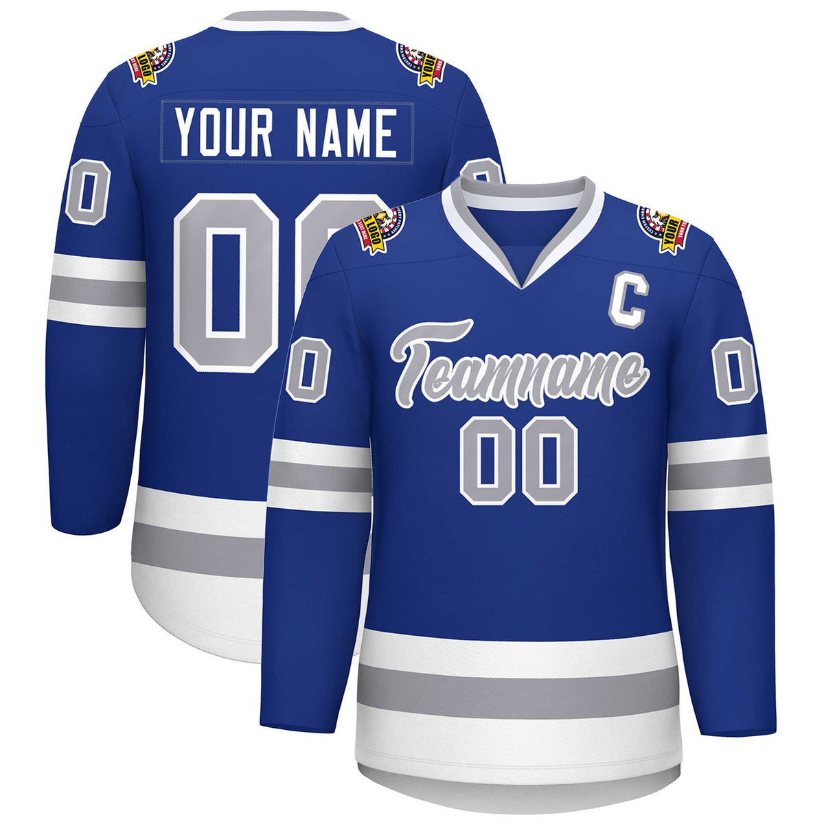 Custom Royal Gray-White Classic Style Hockey Jersey | KXKSHOP