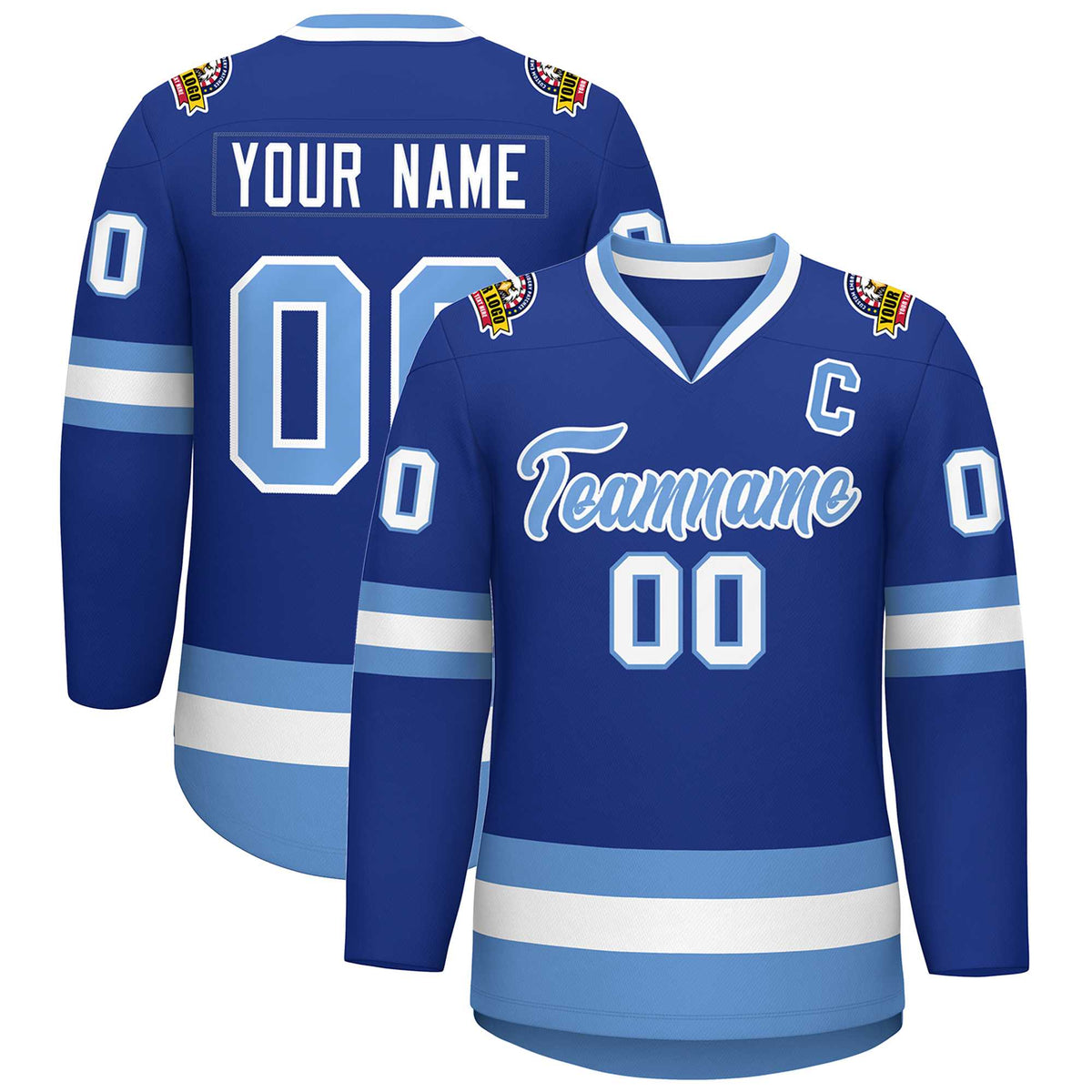 Custom Royal Light Blue-White Classic Style Hockey Jersey | KXKSHOP
