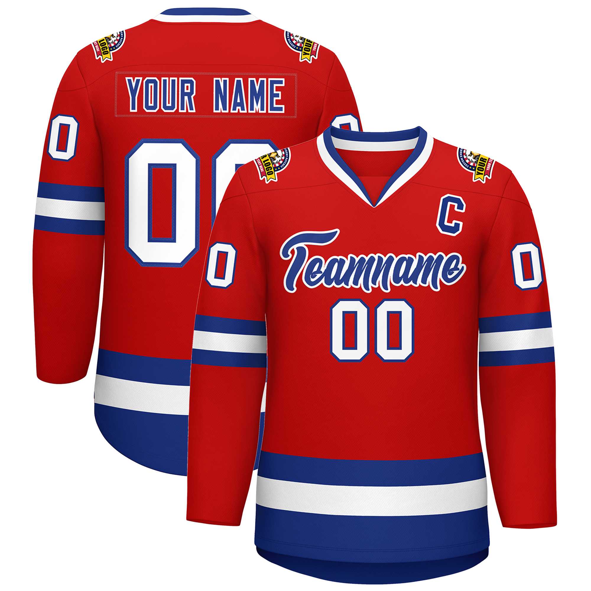 Custom Red Royal-White Classic Style Hockey Jersey | KXKSHOP