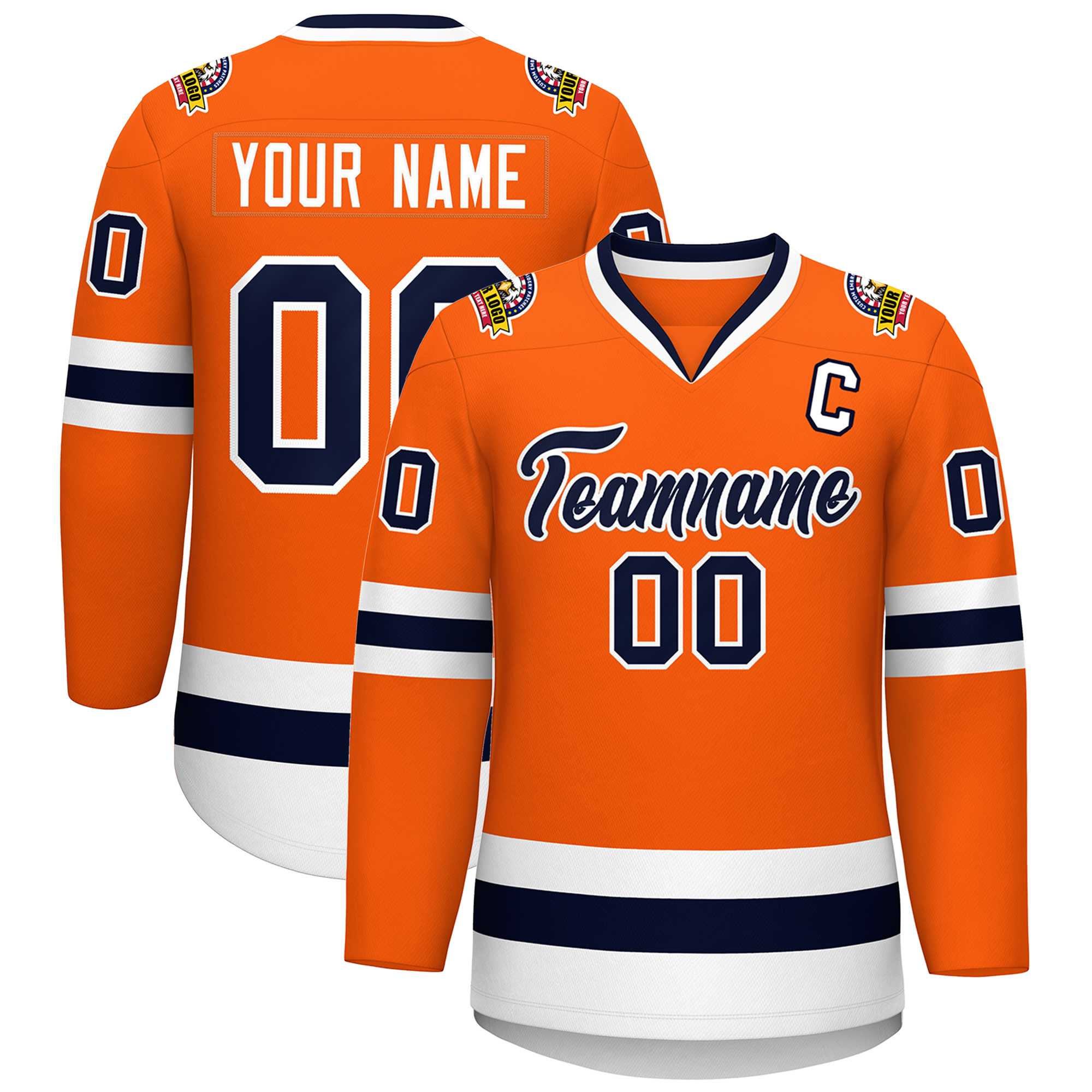 Custom Orange Navy-White Classic Style Hockey Jersey | KXKSHOP