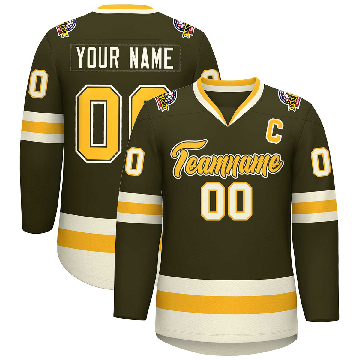 Custom Olive Gold Olive-Khaki Classic Style Hockey Jersey | KXKSHOP