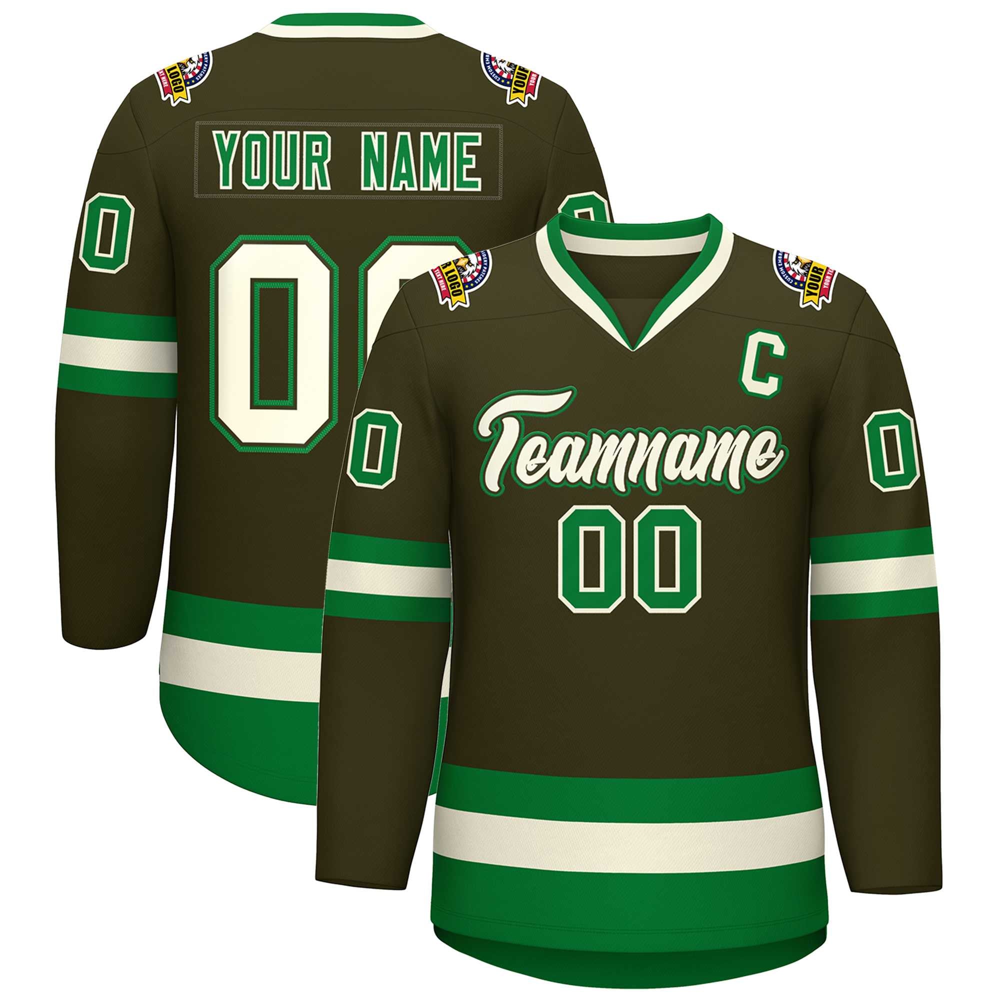Custom Olive Khaki Olive-Kelly Green Classic Style Hockey Jersey | KXKSHOP