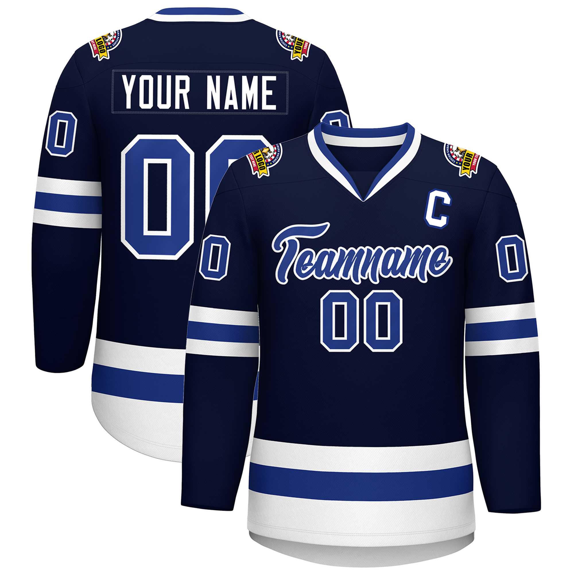 Custom Navy Royal-White Classic Style Hockey Jersey | KXKSHOP