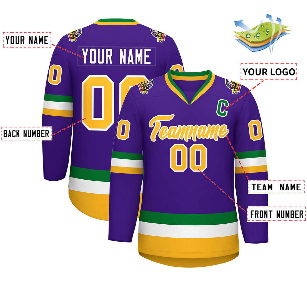 Custom Purple Gold-White Classic Style Hockey Jersey | KXKSHOP