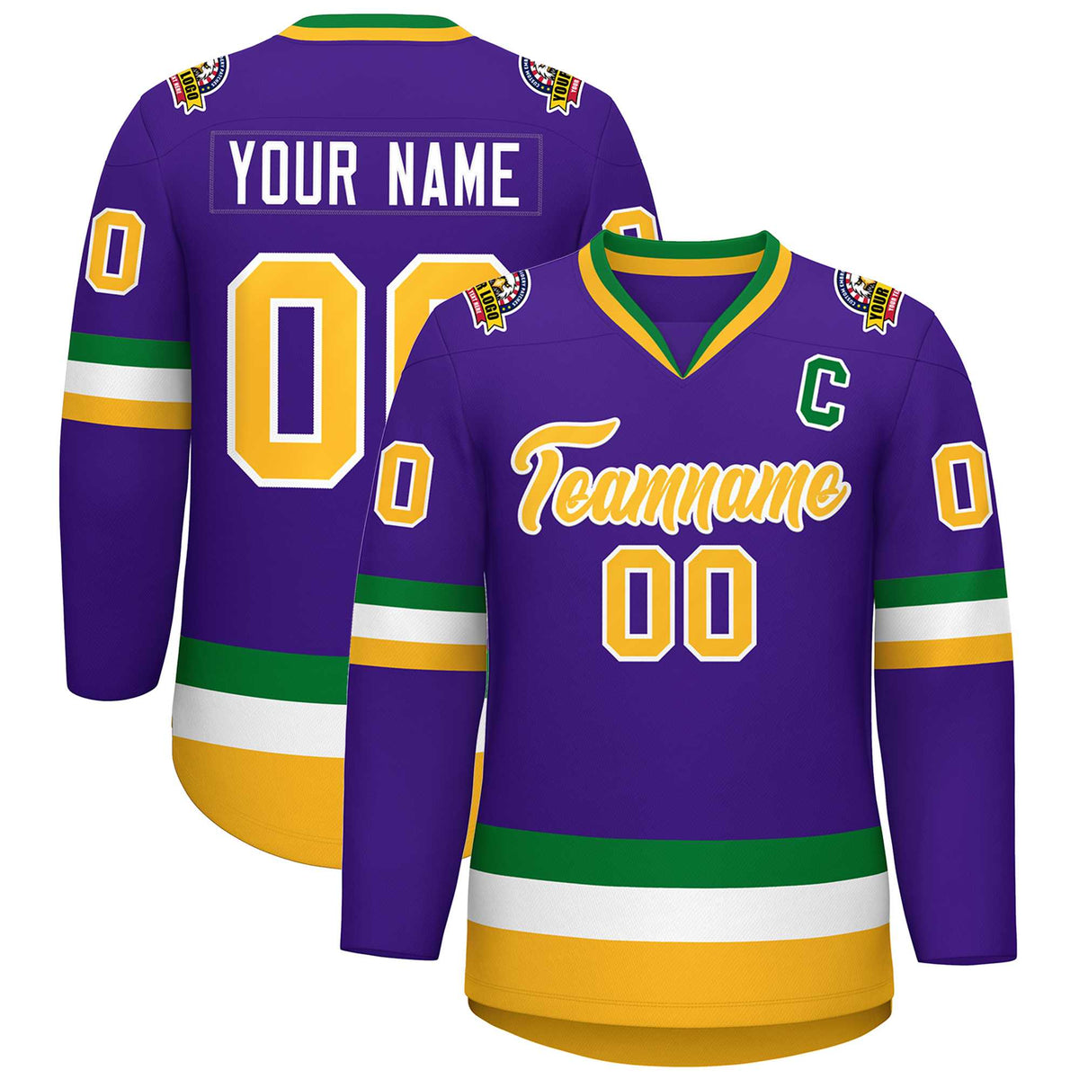 Custom Purple Gold-White Classic Style Hockey Jersey | KXKSHOP