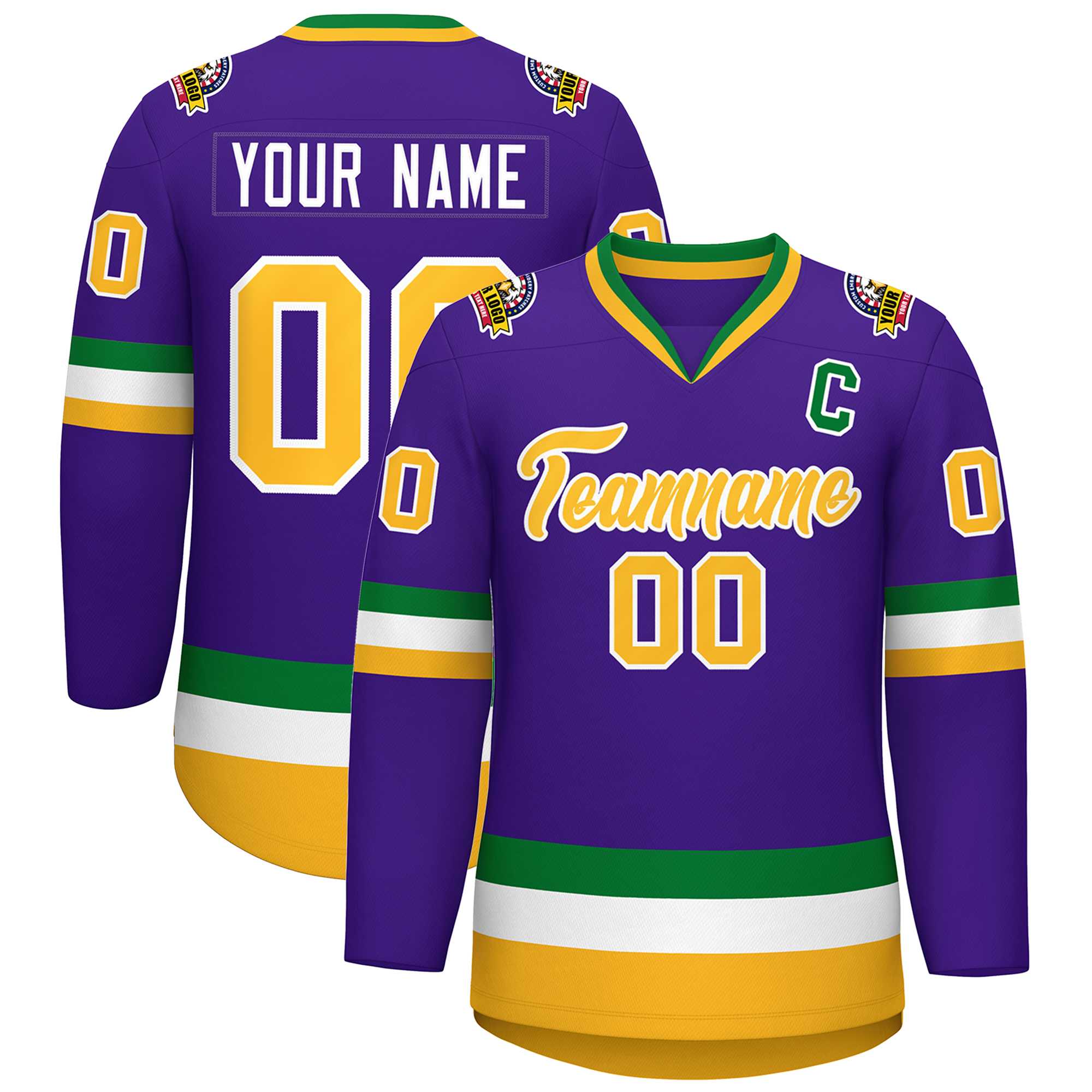Custom Purple Gold-White Classic Style Hockey Jersey | KXKSHOP