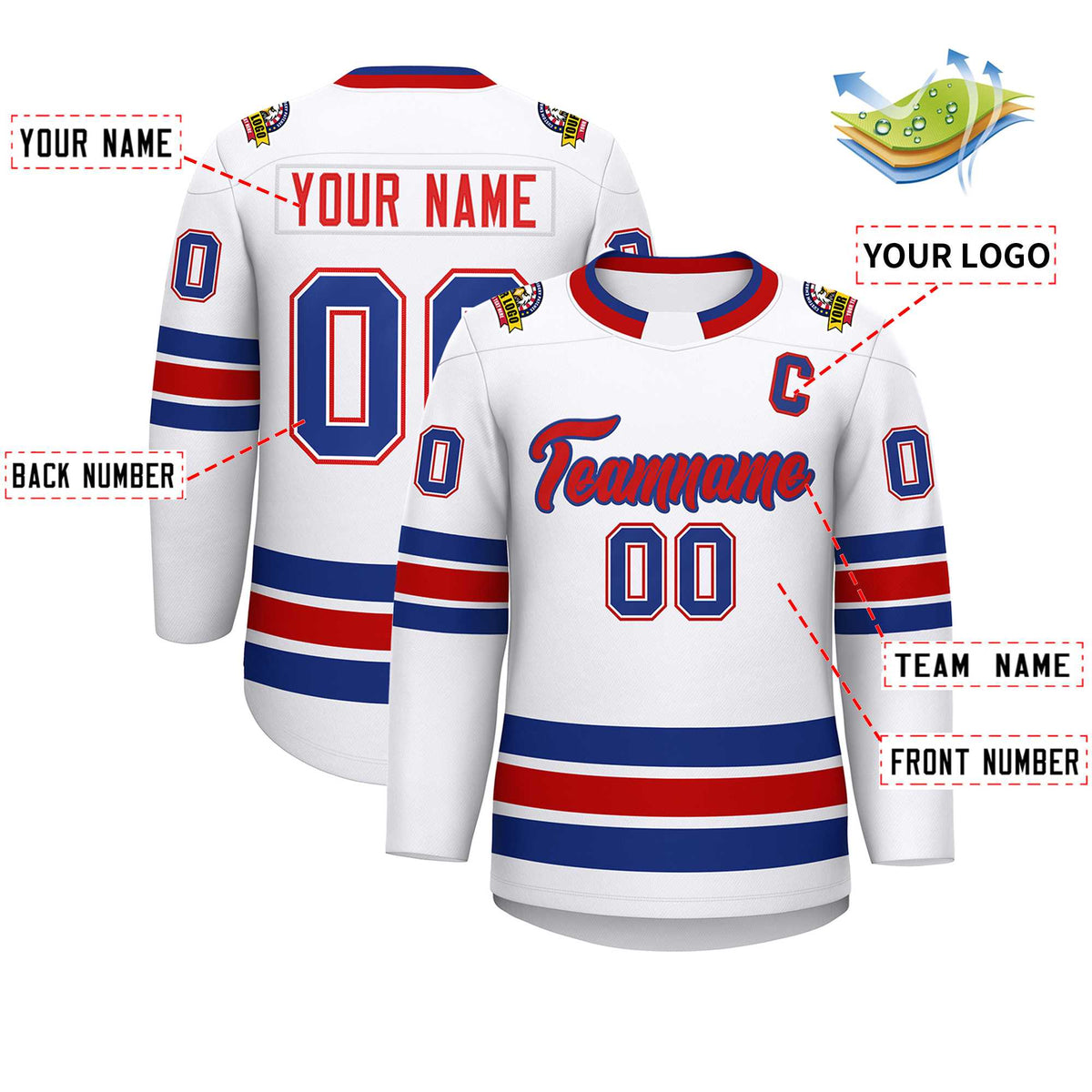 Custom White Red-Royal Classic Style Hockey Jersey | KXKSHOP