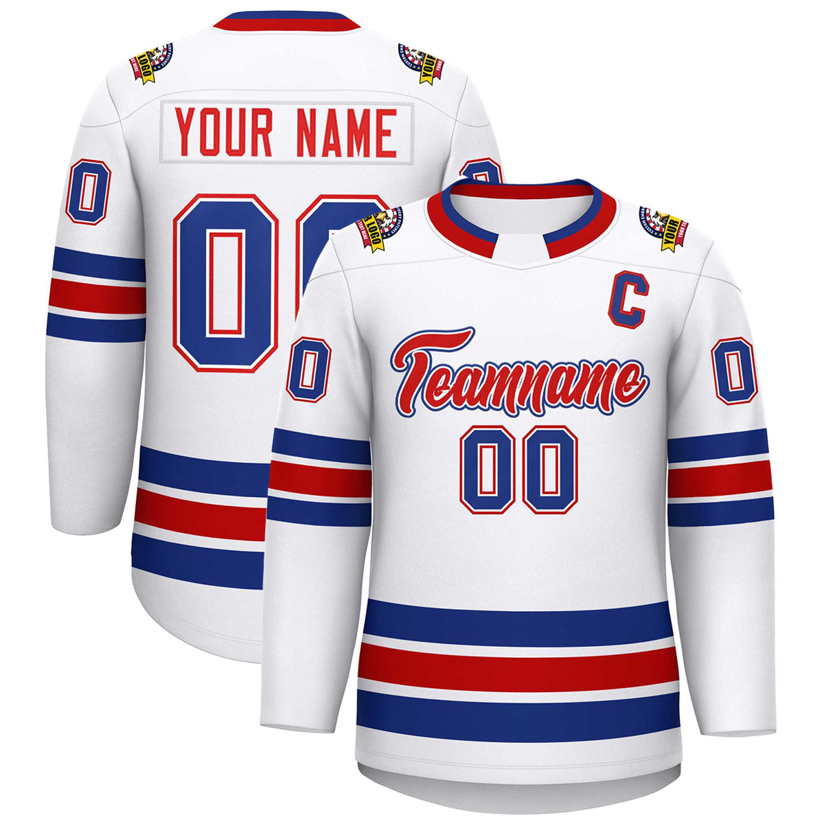 Custom White Red White-Royal Classic Style Hockey Jersey | KXKSHOP