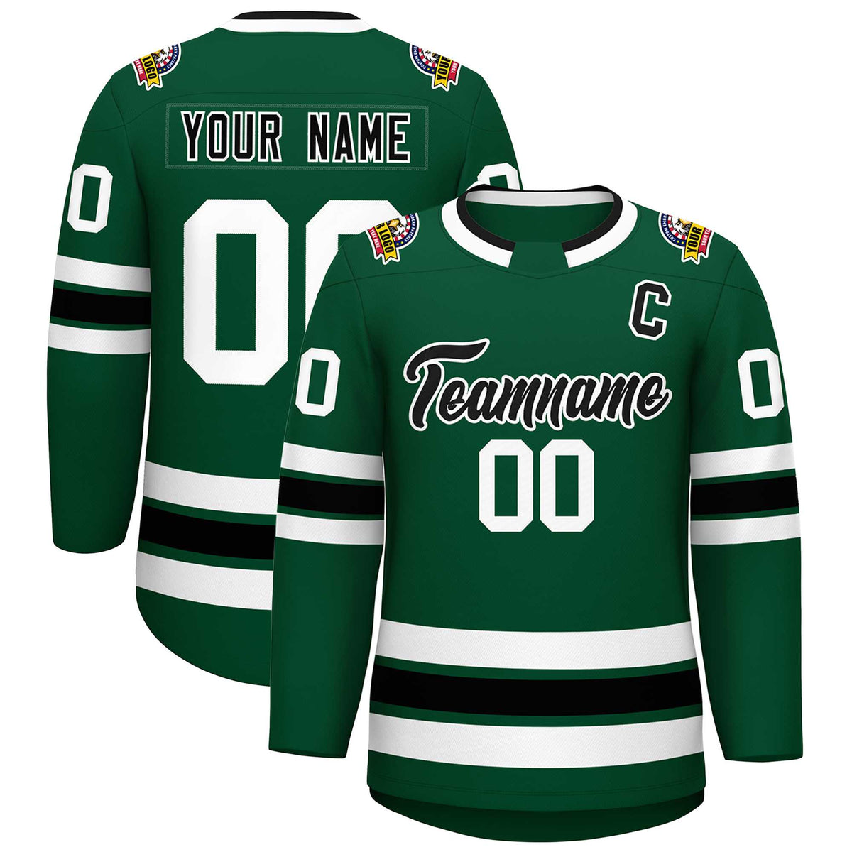 Custom Green Black-White Classic Style Hockey Jersey | KXKSHOP