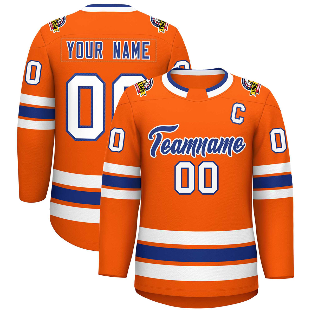 Custom Orange Royal-White Classic Style Hockey Jersey | KXKSHOP